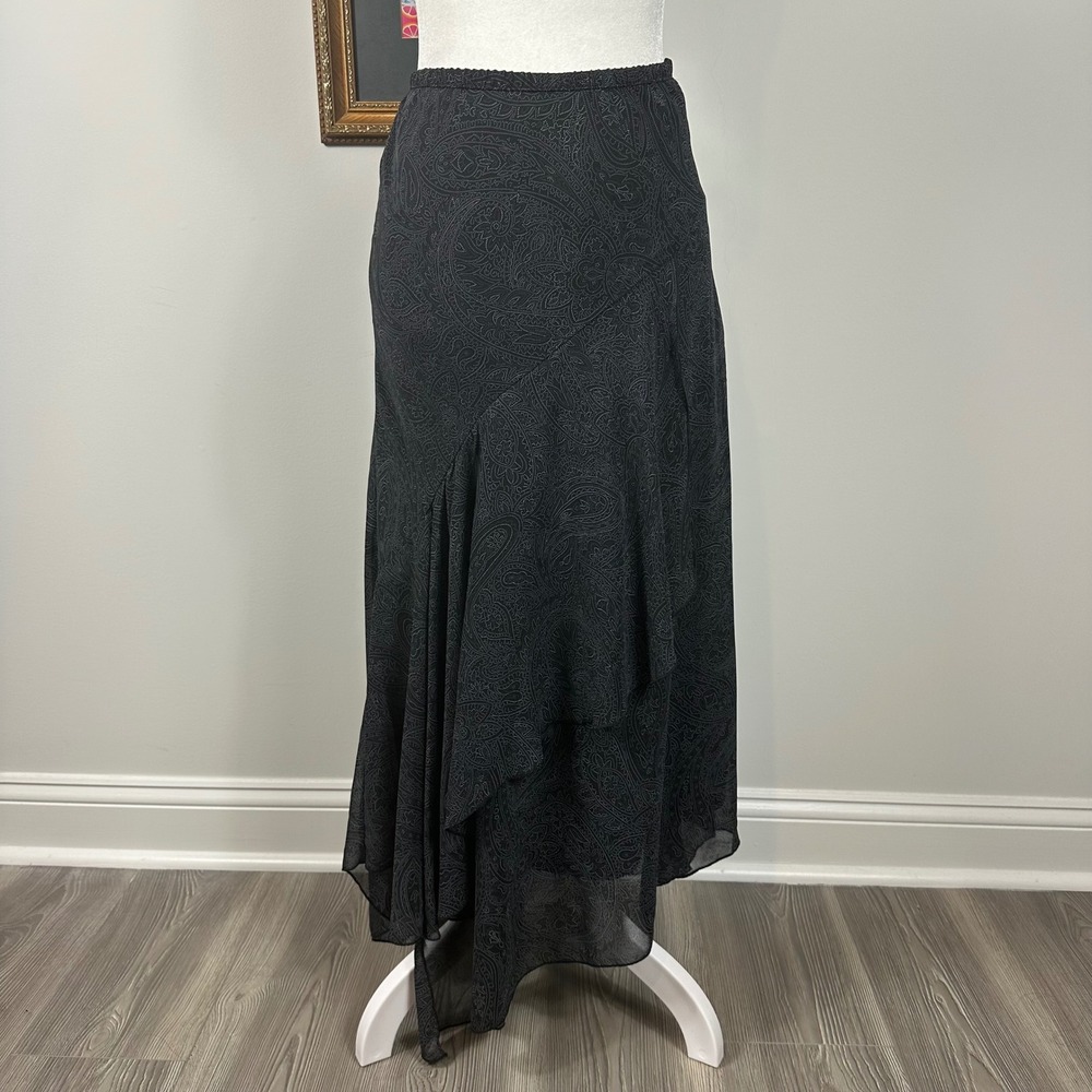 VTG Paisley Ruffle Hem Asymmetric Skirt - SZ 6 Kathie Lee Collection Whimsigoth
